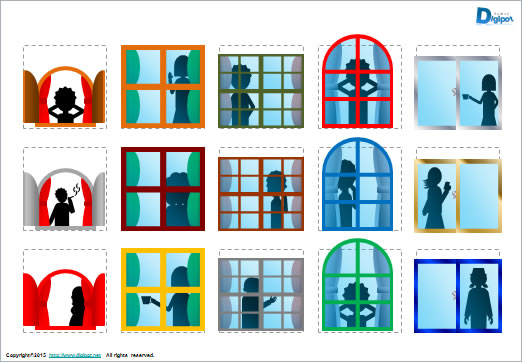 窓と人影のイラスト画像2