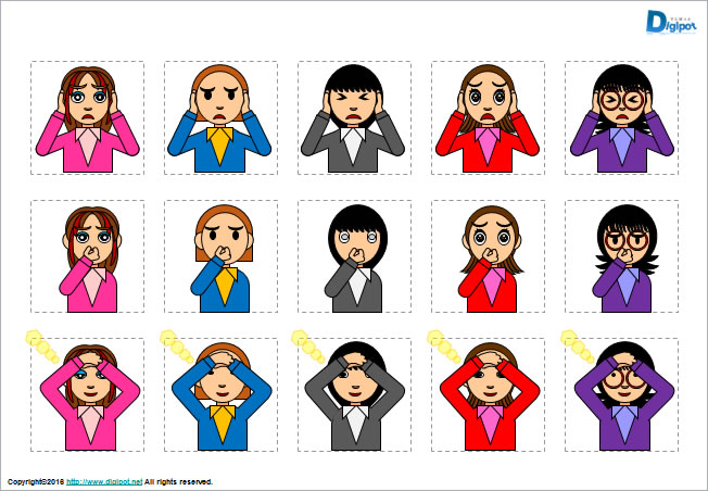 不快感ポーズの女性のイラスト画像