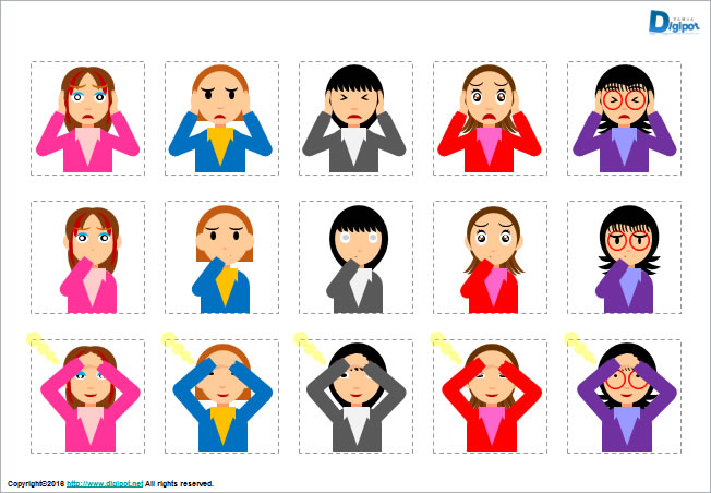 不快感ポーズの女性のイラスト画像2