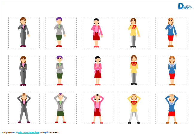 考えるビジネスウーマンの全身のイラスト画像2