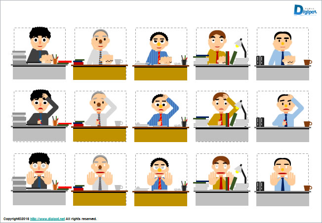 デスクワーク中の男性のイラスト画像2