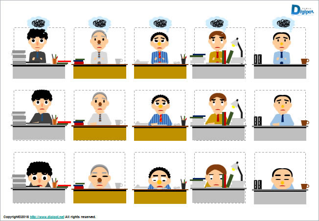 デスクワーク中の男性のイラスト画像2