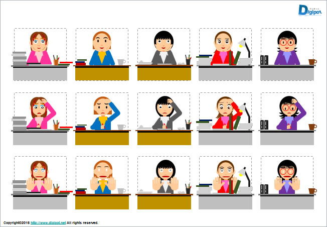 デスクワーク中の女性のイラスト画像2