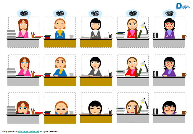 デスクワーク中の女性のイラスト画像2