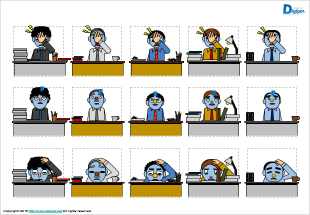 疲労困憊のビジネスマンのイラスト画像