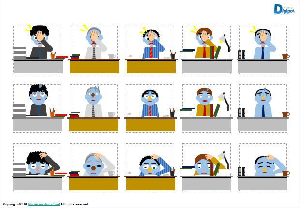 疲労困憊のビジネスマンのイラスト パワーポイント フリー素材 無料素材のdigipot