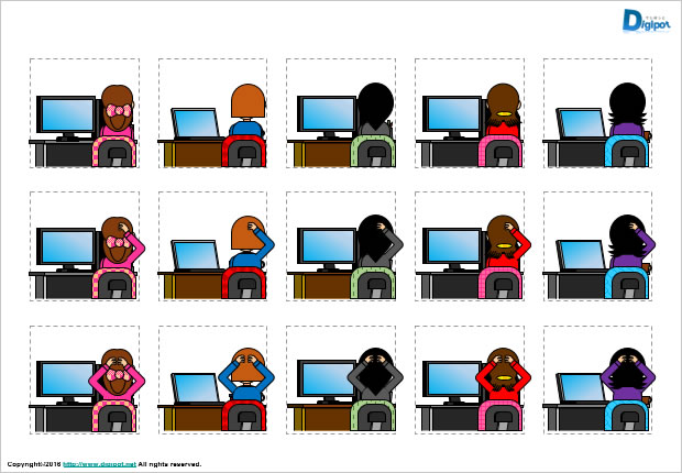 パソコン画面を見るビジネスウーマンのイラスト パワーポイント フリー素材 無料素材のdigipot