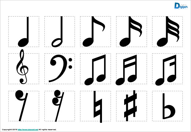 音楽記号 音符マーク パワーポイント エクセル フリー素材 無料素材のdigipot