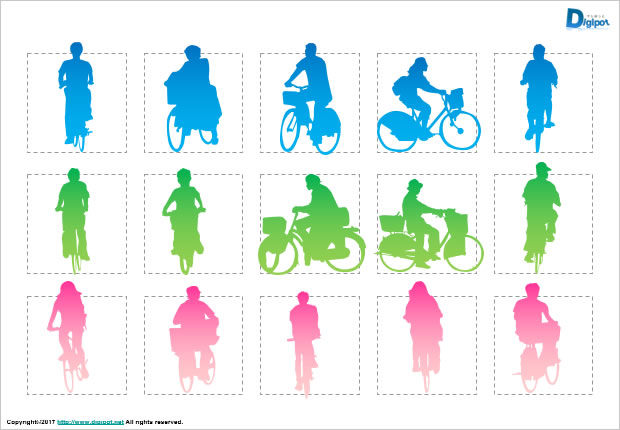 自転車に乗る人のシルエット パワーポイント Png形式画像 フリー素材 無料素材のdigipot