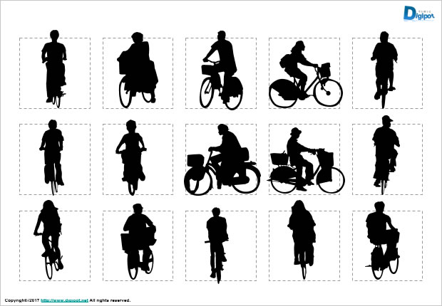 自転車に乗る人のシルエット パワーポイント Png形式画像 フリー素材 無料素材のdigipot