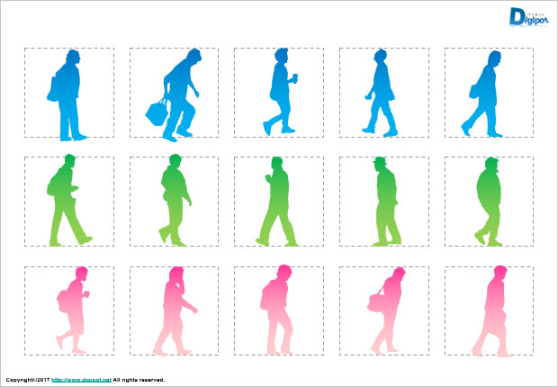 歩いている男性のシルエット画像2