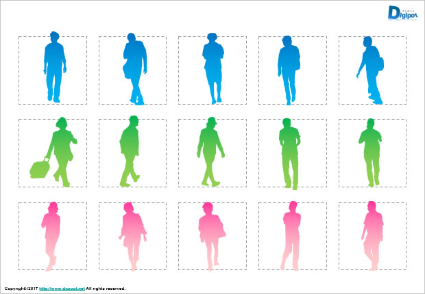 歩いている男性のシルエット画像2