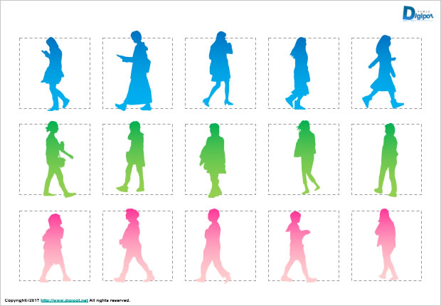 歩いている女性のシルエット画像2