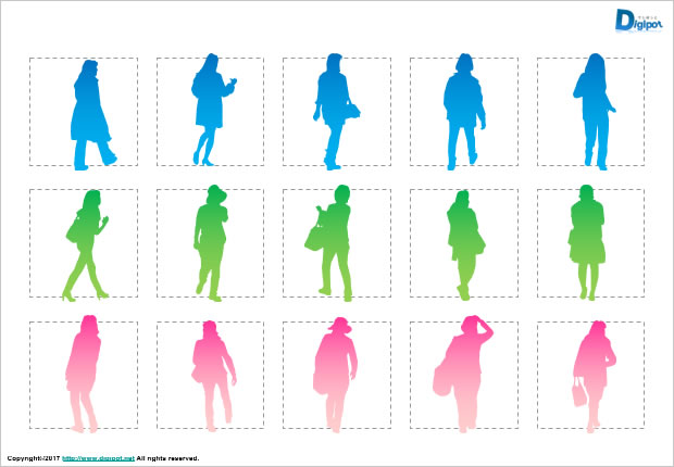 歩いている女性のシルエット画像2