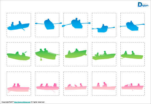 ボートを漕ぐ人のシルエット画像2