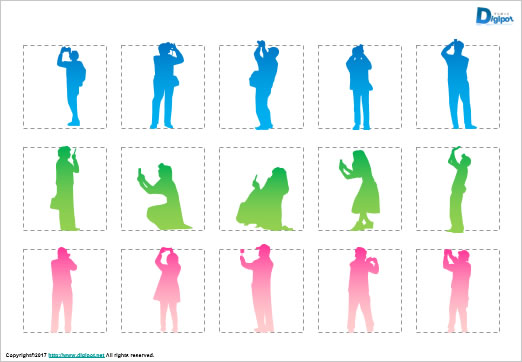 撮影する人のシルエット画像2