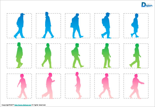 歩いている男性のシルエット画像2