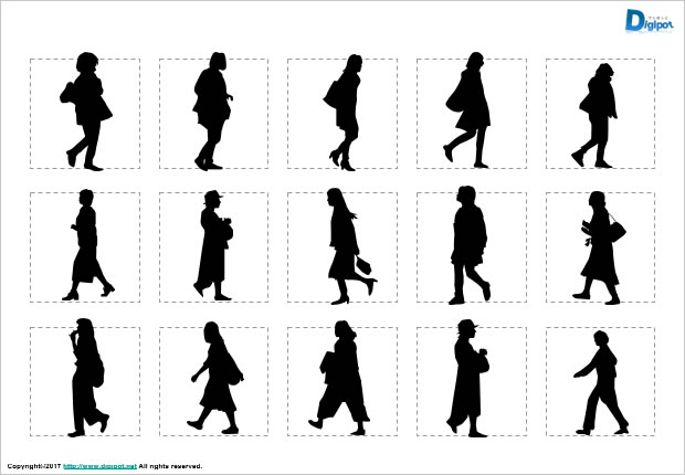歩いている女性のシルエット パワーポイントフリー素材 ページ 5 フリー素材 無料素材のdigipot