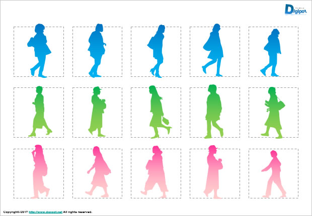 歩いている女性のシルエット画像2