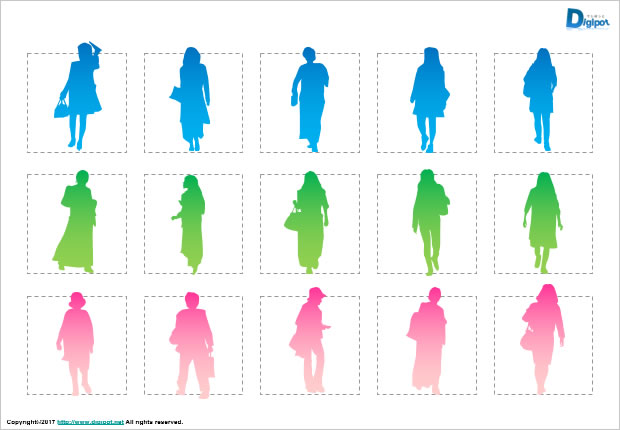 歩いている女性のシルエット画像2