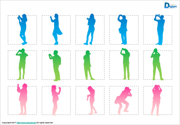 撮影する人のシルエット画像2