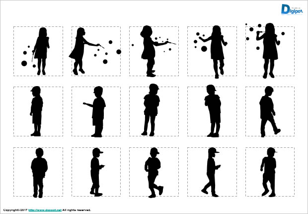 子供のシルエット画像