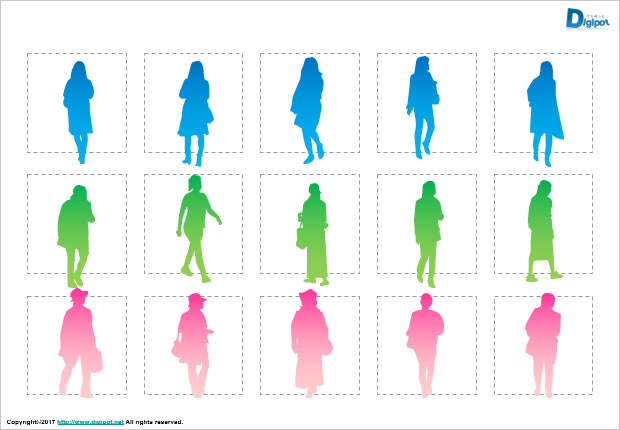 歩いている女性のシルエット画像2