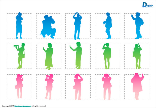 撮影する人のシルエット画像2