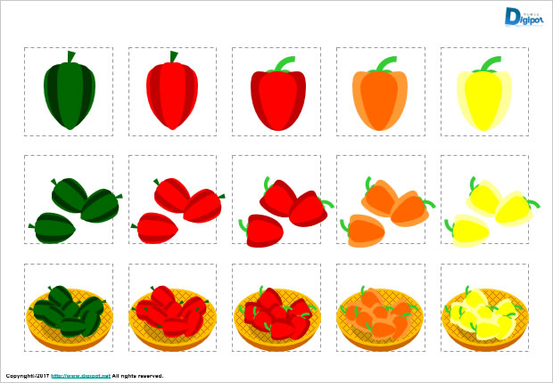 ピーマン、パプリカのイラスト画像