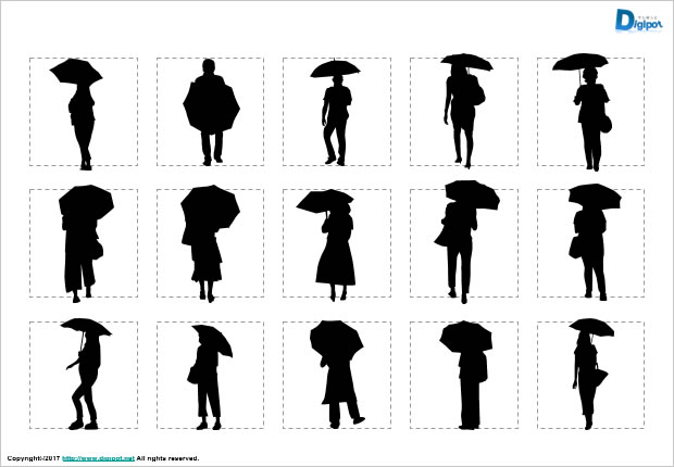 傘をさす人 持つ人のシルエット パワーポイント ページ 3 フリー素材 無料素材のdigipot