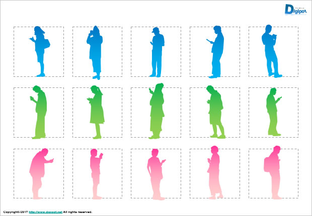 スマホ操作している人のシルエット画像2