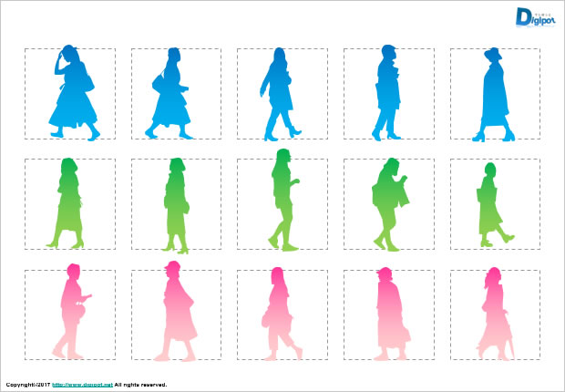 歩いている女性のシルエット画像2