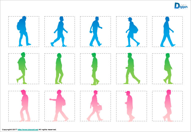 歩いている男性のシルエット画像2