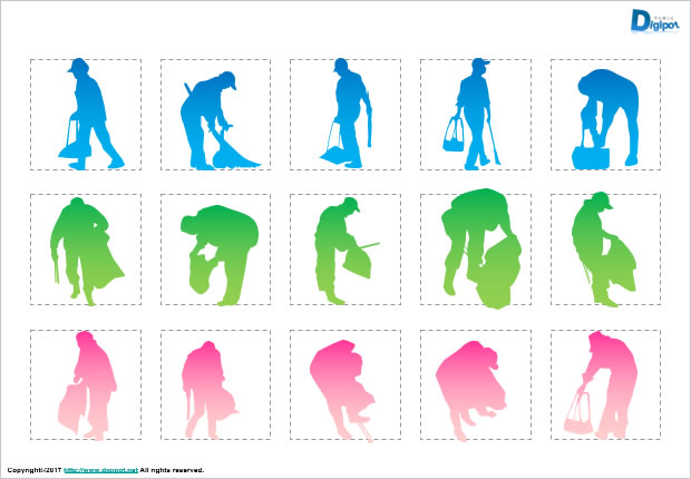 掃除している人のシルエット画像2