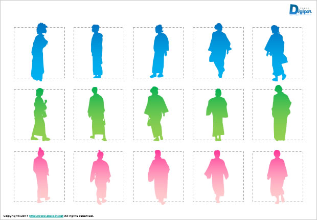 着物女性のシルエット画像2