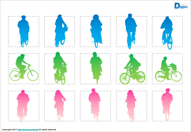 自転車に乗る人のシルエット画像2