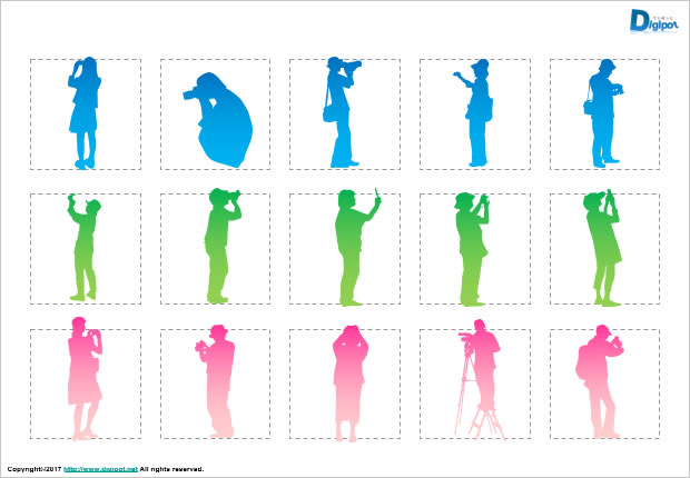 撮影する人のシルエット画像2