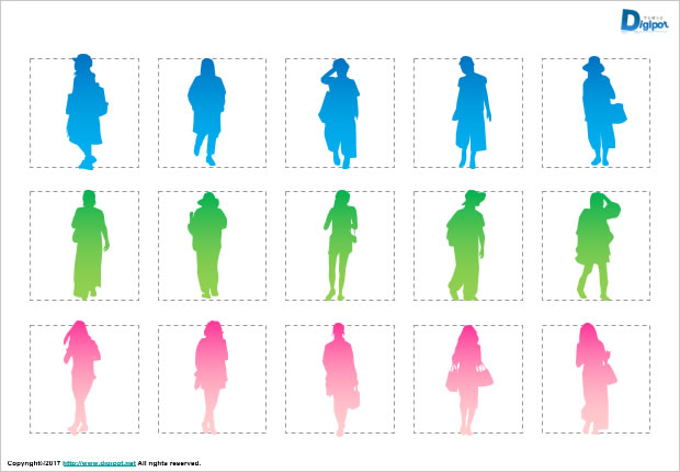 歩いている女性のシルエット画像2