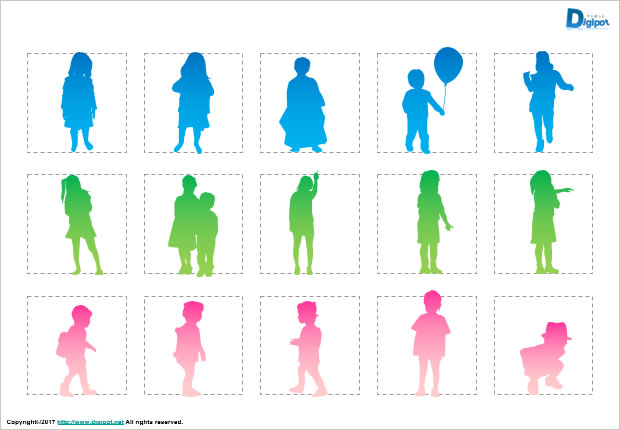 子供のシルエット画像2