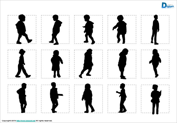 子供のシルエット画像