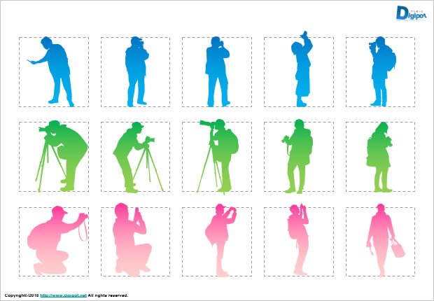 撮影する人のシルエット画像2