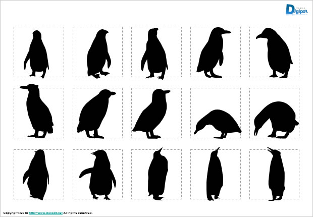 ペンギンのシルエット画像