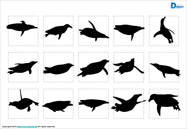 水中で泳ぐペンギンのシルエット パワーポイント フリー素材 無料素材のdigipot