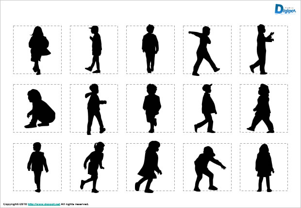 子供のシルエット画像