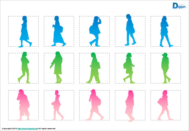 歩いている女性のシルエット画像2