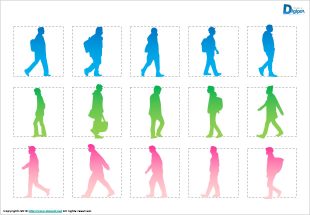 歩いている男性のシルエット画像2