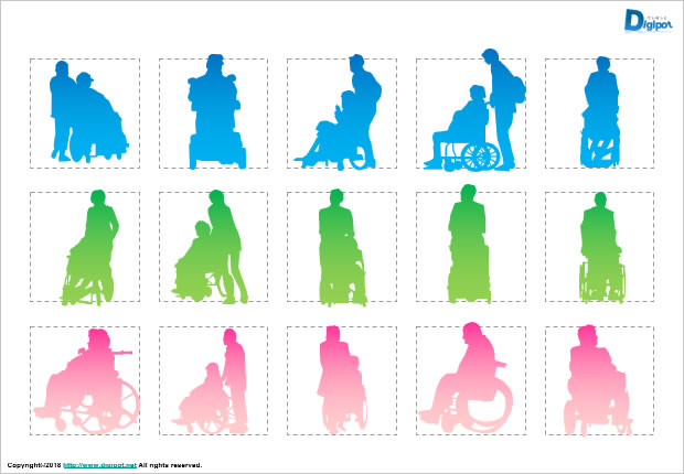 車いすに乗る人のシルエット画像2