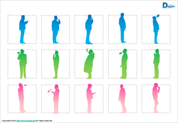 喫煙する人のシルエット画像2