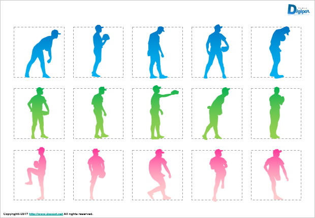 ピッチャー、投手のシルエット画像2