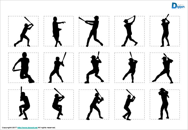 バッター、打者のシルエット画像